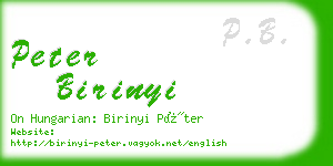 peter birinyi business card